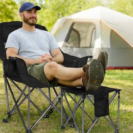 Bolosy 2 Pack Camping Stool Oversized Camping Foot Stool Ottoman Padded Camping Chair Foot Rest 450 lbs Heavy Duty Camp Stool Foldable Footrest