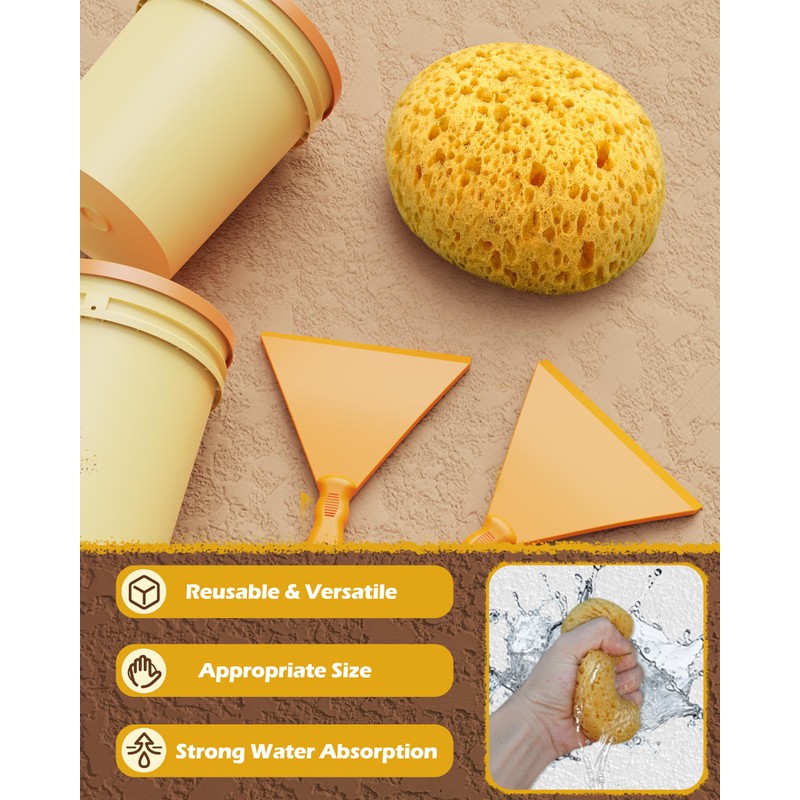 Rokkuon 4Pcs Knockdown Texture Sponges, Sponge for Patch/Repair Ceiling Drywall