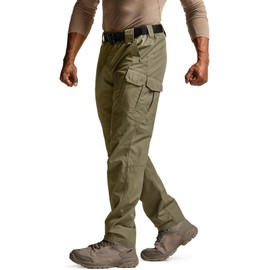 CQR Men's Tactical Pants, Water Resistant Ripstop Cargo Pants, Lightweight EDC Work Hiking Pants, Outdoor Apparel, Raider Mag Pocket Soil Green, 42W x 30L