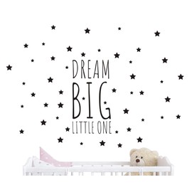 JOYRESIDE Dream Big Little One Night Sleep Wall Decal Vinyl Sticker Stars Decor Nursery Kids Babys Room Home Bedroom Quote Decoration YMX14 (Black, Small)