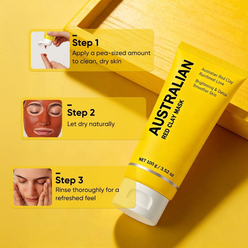 Boaccy Australian Red Clay Face Mask, Mineral-Rich Detox Mud Mask