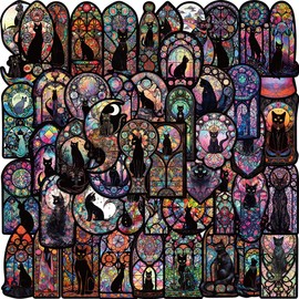 50 Pieces Gothic Version of Cat Stickers for Suitcase Skateboard Laptop Computer Water Bottles Car Teen Boys Girls Stickers Waterproof