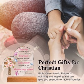 Christian Gifts for Women Faith, Inspirational Gifts for Christian Acrylic Plaque, Religious Gifts Scripture Gifts for Women Men Kids,Acrylic Plaque with Bible Verse and Prayers Gifts for Mum