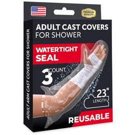Mighty-X 100% Waterproof Cast Covers for Shower Arm - Tight Seal - 3pk Adult Reusable Cast Protectors - Half Arm Bag Sleeves
