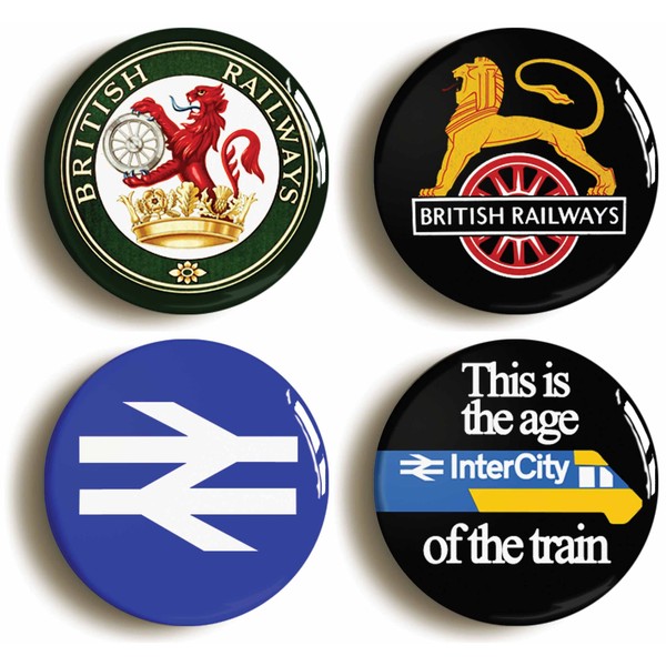4 x"BRITISH RAIL" RAILWAYS RETRO LOGO BADGES BUTTONS PINS (1inch/25mm