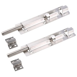 UHPPOTE Security Guard Stainless Steel Anti-Thief Revealed Door Slide Latch Bolt Barrel (6 inch/Pack of 2)