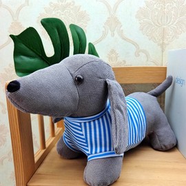 Animal Interior Door Stopper Doorstops Book Stopper Wall Protectors Anti Collision Decorative Dog (Grey with Blue Striped Vest)