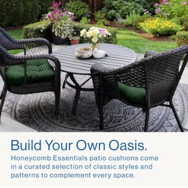 Honeycomb Essentials Outdoor Tufted Seat Cushions, 19" x 18", Hampton Texture Hunter Patio Chair Cushion 2-Pack