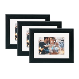 5x7 Picture Frame Black ,Display Pictures 4x6 With Mat or 5x7 Without Mat ,For Wall or Tabletop Decor,3 Pack,Glass, 5x7inchx3pcs