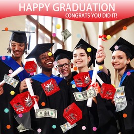 WenmthG Graduation Surprise Gift Box Explosion for Money - 10 Pcs Grad Pop Out Folding Bounce Money Gift Box with Confetti - Cash Gift Idea for Grad - Graduation Money Bank Party Supply (Red)