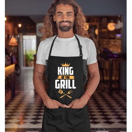 Gift for your Daddy this Father's Day! Funny Quote King Of The Grill Kitchen Chef BBQ Grill Aprons For Men Ideal Gift For Fathers Day, Christmas, Birthday