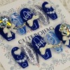 Blue Lucky Handmade Nail Tips - Square L / 블루