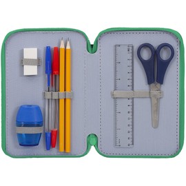 Clondo Children's Pencil Case, 3 Organised Compartments, Pencil Case Boy, Filled, Girls & Boys School Pencil Case, 45 Pieces for School, Hulk, Pencil case