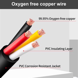 12 Gauge Wire 4 Conductor,12 AWG Electrical Wire Stranded PVC Cord Oxygen-Free Copper Cable 600V 12/4 Core Pure Copper Flexible Cable for LED Lamp Lighting Strips Automotive (12AWG-4C, 50FT)