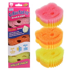 White Magic Scrubtastic Scrub & Wipe Sponge Duo 3 Pack – Dual-Action, Firm in Cold & Soft in Warm, Ergonomic Bear Shape, Scratch-Free, Odour Resistant, Safe for All Surfaces