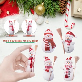 5 PCS Small 2D Acrylic Christmas Snowman Ornament Mini Ideas Xmas Tree Decoration Kit with String Santa Craft Present Garden House Window Wall Wreath Party Bag Outdoor Girl Hanging Bauble Decor