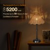 Folux Cordless Boho Rattan Table Lamp Black, 5200-mAh Rechargeable Battery,