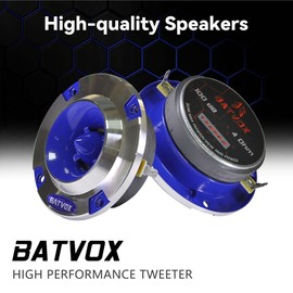 TX25E2 3.75 Inch Super Tweeter Blue, Aluminum Frame and High Compression Diaphragm, 100W Max, 4 Ohms, 100 dB Bullet, 1 Inch Voice Coil, Pro Car Sound System Bullet Tweeters (2 Speakers)