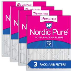 Nordic Pure 24x30x1 Nordic Pure Tru Mini Pleat MERV 12 AC Furnace Air Filters 4 Pack