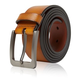 Genuine Leather Dress Belt For Men - Mens Belts For Suits, Jeans, Uniform With Single Prong Buckle - Designed in the USA