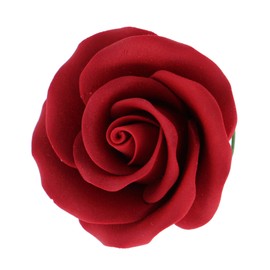 Global Sugar Art Tea Rose Sugar Flowers, Red with Green Calyx, Large 2 inch, 12 Count by Chef Alan Tetreault