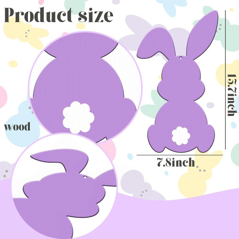 Easter Bunny Wooden Sign Easter Door Sign with String Easter