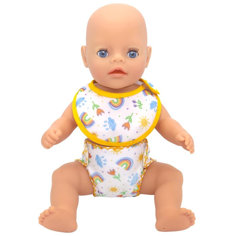 ZWOOS 8-Piece Doll Bib and Nappies for Baby Dolls, Cute
