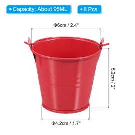 PATIKIL 2.4"x2" Small Metal Buckets with Handle, 8 Pcs Mini Galvanized Bucket Colorful Easter Buckets for Crafts Party Favors Decoration, Red