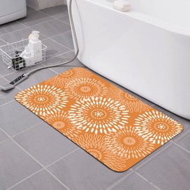 Zynthor Bath Mat Quick Dry Absorbent Bathroom Rugs Rubber Non Slip Thin Bathroom Mat Eco-Friendly Easy to Clean for Bathroom Floor, Tub and Shower, Sink, 16"×24"（Orange）