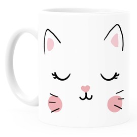 MoonWorks® Plastic Cup Children Cat Face Animal Motif Gift for Girls Children White Plastic Cup