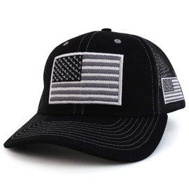 Trendy Apparel Shop 3D USA Flag Embroidered Structured Snapback Mesh Back Cap - Black