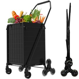 Folding Stair Climber Cart with Waterproof Bag, Lightweight Grocery Carts