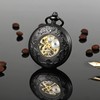 TREEWETO Mechanical Skeleton Pocket Watch Lucky Phoenix & Dragon Hollow