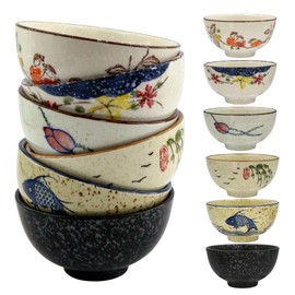 yaenoei 6 Pack Retro Ceramic Bowls, Hand-painted 4.5 Inch Japanese Style Serving Bowls for Cereal, Salad, Dessert, Ice Cream, Noodles, Dishwasher and Microwave Safe (Retro)