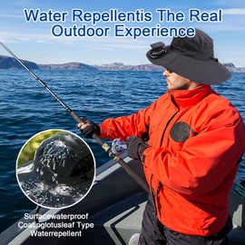 ZRW Solar Powered Fan hat,Wide Brim Solar Fan Outdoor Fishing Hat,with 2 Solar Fan Fishing Hats,3 Speed Adjustable Fans Hats (US, Alpha, One Size, Khaki)