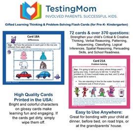 TestingMom.com Gifted Learning Flash Cards – Thinking & Problem-Solving for Pre-K – Kindergarten – Gifted and Talented Educational Toy Practice for CogAT Test, Iowa Test, NNAT, OLSAT, NYC Gifted