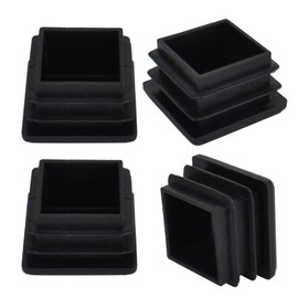 Pack of 4 Pipe Plugs, 20 mm x 20 mm Lamellar Plugs for Square Pipes, Plastic Square Pipe Plugs, Furniture Gliders, Chair Leg Protectors, Protective Caps, Square Plugs, Black