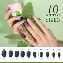 288PCS Medium Press on Nails Coffin, Medium Length Matte Fake Nails, Acrylic Ballerina False Nails Full Cover, Stick Glue On Nails, 12 Colors
