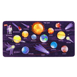LAPONO Wooden Solar System Puzzle Toy for Children Sun and Planets Children's Puzzle DIY Wooden Puzzle Ornaments Thinking Training Learning Toy Gifts for Boys Girls Planet Puzzle, Colour F