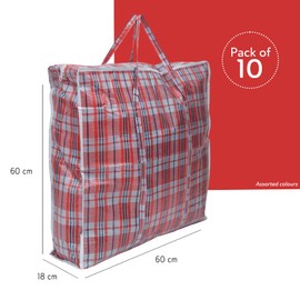 Straame Laundry and Storage Bag, Multipurpose Storage Bag, Durable and Resistant Storage Solution with Zips and Handles, Large Reusable Bags (60 x 60 Pack of 10)