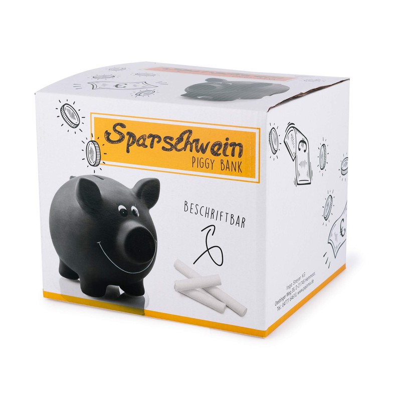 Ceramic Piggy Bank for Writing on Blackboard Varnish with Chalk