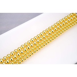 5 Strands Adabele Grade A Natural Hematite Gold Plated Healing Gemstone 4mm Small Round Loose Beads Stone Spacer (475-500pcs Total) for Jewelry Craft Making GFC-C4