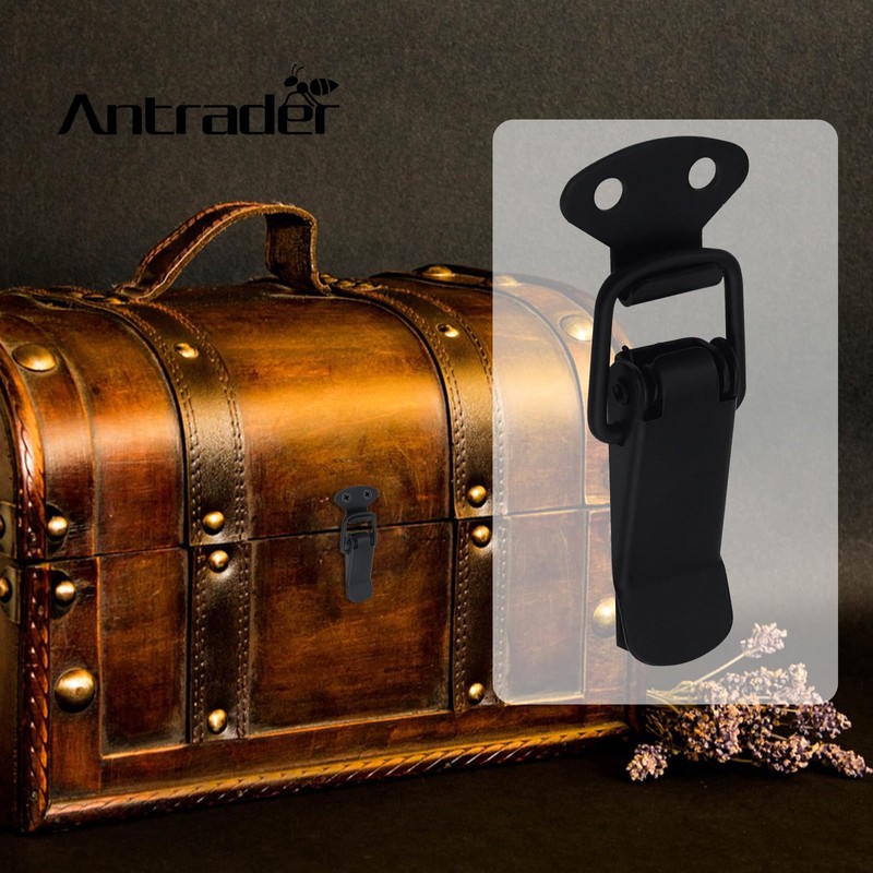 Antrader 4 Set Black Stainless Steel Spring Loaded Latch Catch