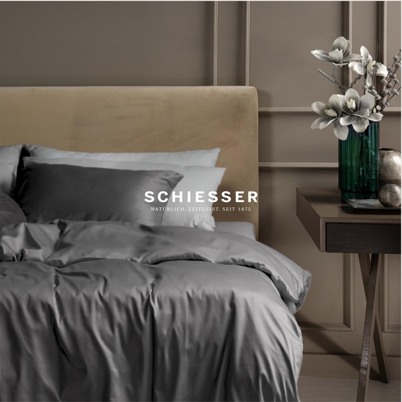 Schiesser Ella Cushion Cover Set, 2-Piece Set, Plain, Satin, 100%