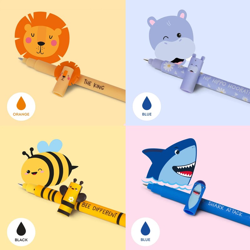 LEGAMI Pen Set [12 Pieces], Erasable Gel Pens with Hippo,