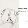 Anillo Pareja Ajustable, Plata de Ley 925 Anillos de Compromiso,