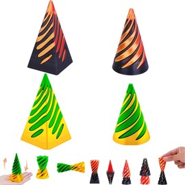4Pcs Impossible cone,Spiral Cone Fidget Toy,Pyramid Passthrough Sculpture,3D Printed Spiral Cone,Desk Toy,Mini cone Funny Desktop Decoration for Home Office Desk (4PCS)