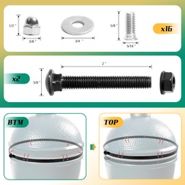 Band Hardware Pack for Large Big Grill Green Egg, Replacement Band and Hinge Assembly Hardware Kit Large Big Size Green Egg Grill (16)