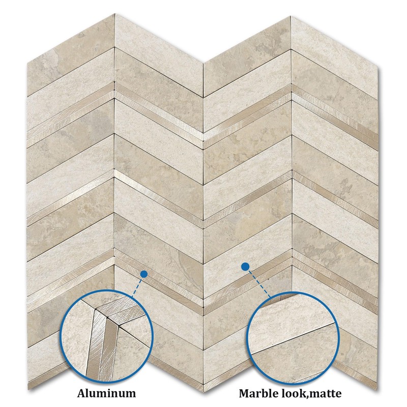M MOFIT Stone Look Herringbone Peel and Stick Backsplash for