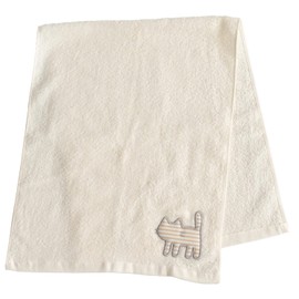 OKA Uneko Towel Approx. 13.0 x 31.5 inches (33 x 80 cm), White (Face Towel, Cat Pattern, Cute Toilet Series)